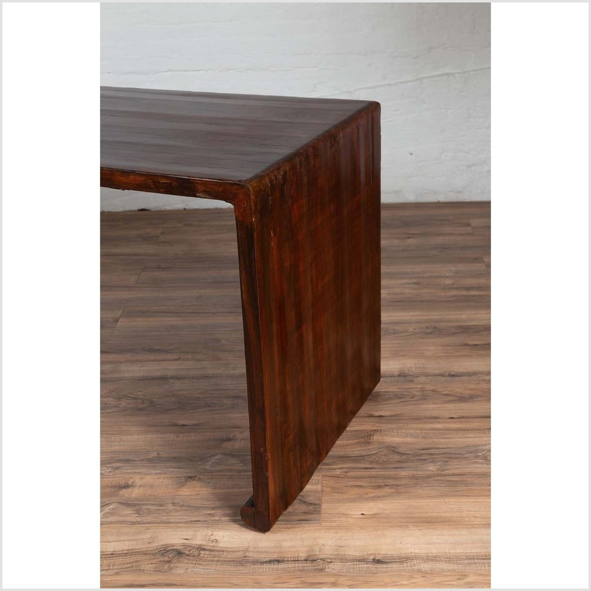 Burmese Vintage Waterfall Console Table with Scrolling Feet and Dark Patina-11. Asian &amp; Chinese Furniture, Art, Antiques, Vintage Home Décor for sale at FEA Home