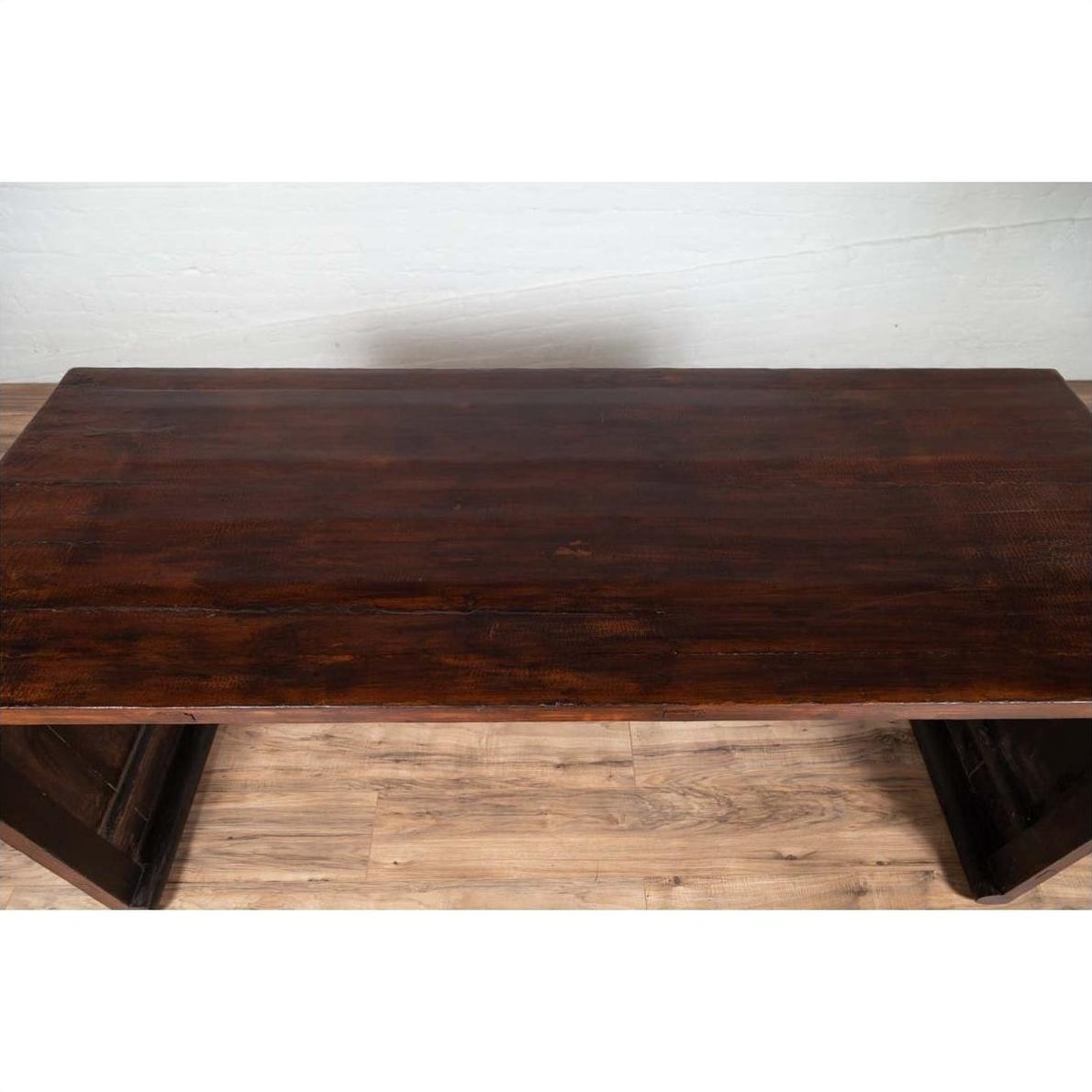 Burmese Vintage Waterfall Console Table with Scrolling Feet and Dark Patina-12. Asian &amp; Chinese Furniture, Art, Antiques, Vintage Home Décor for sale at FEA Home