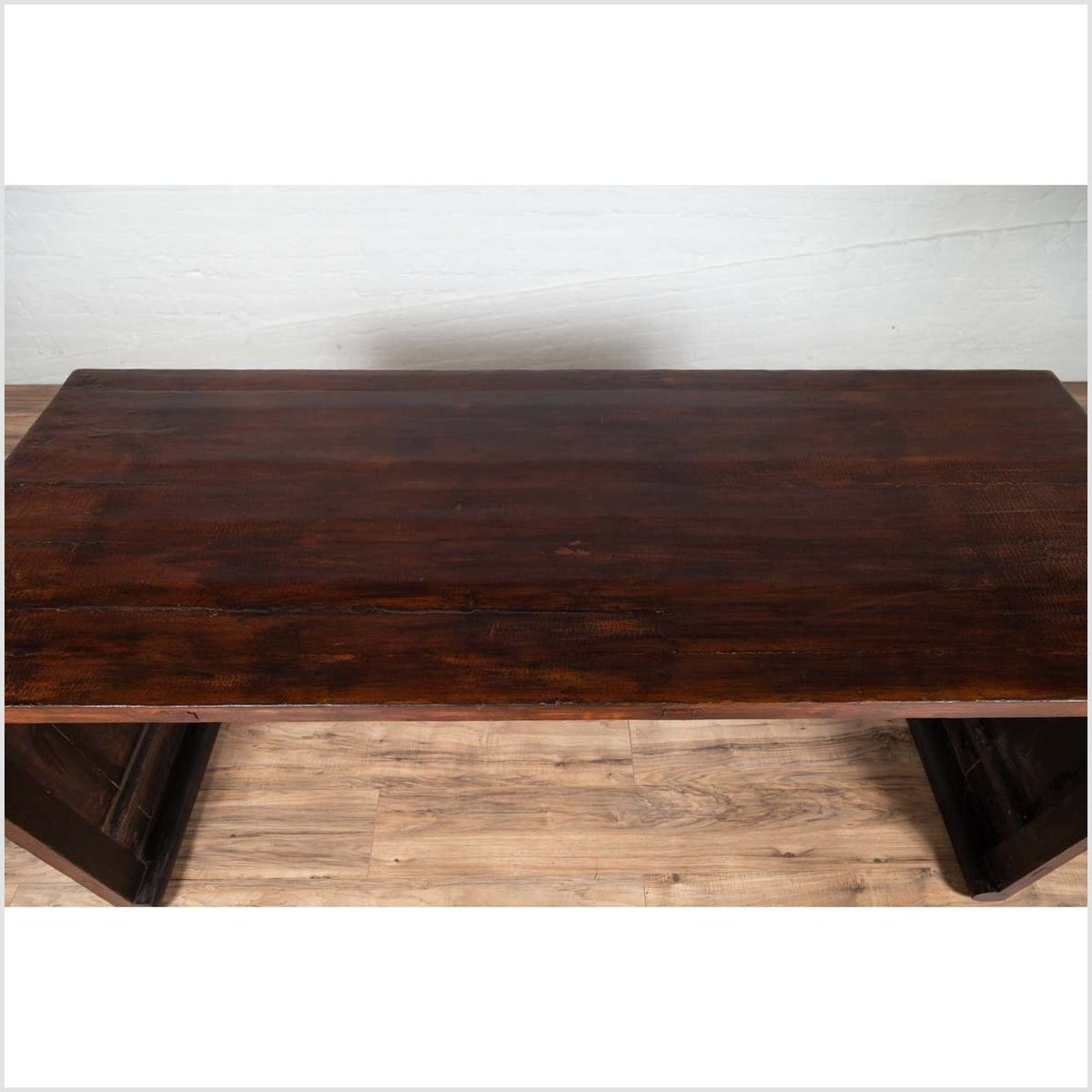 Burmese Vintage Waterfall Console Table with Scrolling Feet and Dark Patina-12. Asian &amp; Chinese Furniture, Art, Antiques, Vintage Home Décor for sale at FEA Home