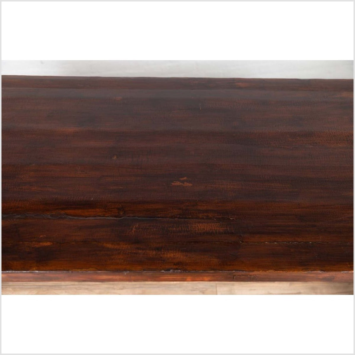 Burmese Vintage Waterfall Console Table with Scrolling Feet and Dark Patina-14. Asian &amp; Chinese Furniture, Art, Antiques, Vintage Home Décor for sale at FEA Home