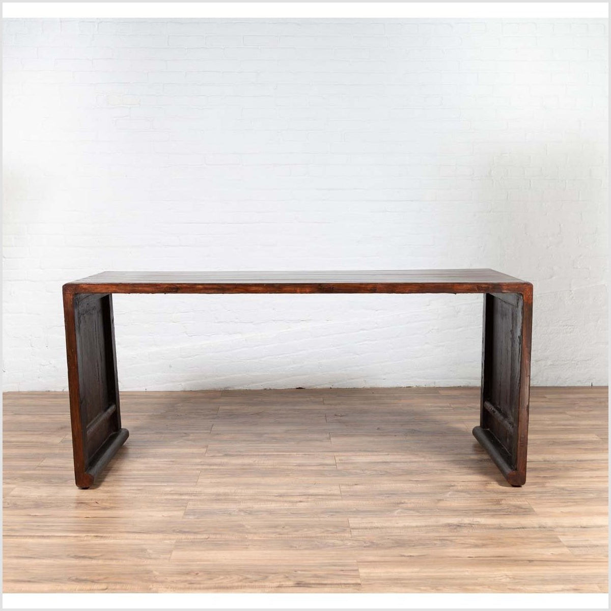 Burmese Vintage Waterfall Console Table with Scrolling Feet and Dark Patina-16. Asian &amp; Chinese Furniture, Art, Antiques, Vintage Home Décor for sale at FEA Home
