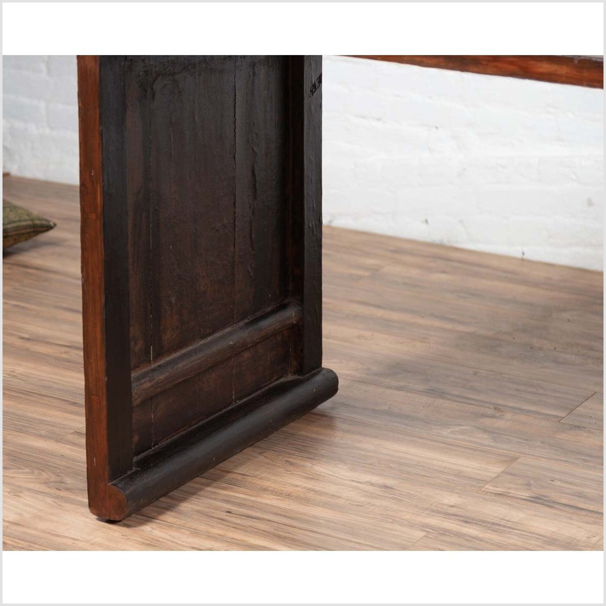 Burmese Vintage Waterfall Console Table with Scrolling Feet and Dark Patina-17. Asian &amp; Chinese Furniture, Art, Antiques, Vintage Home Décor for sale at FEA Home