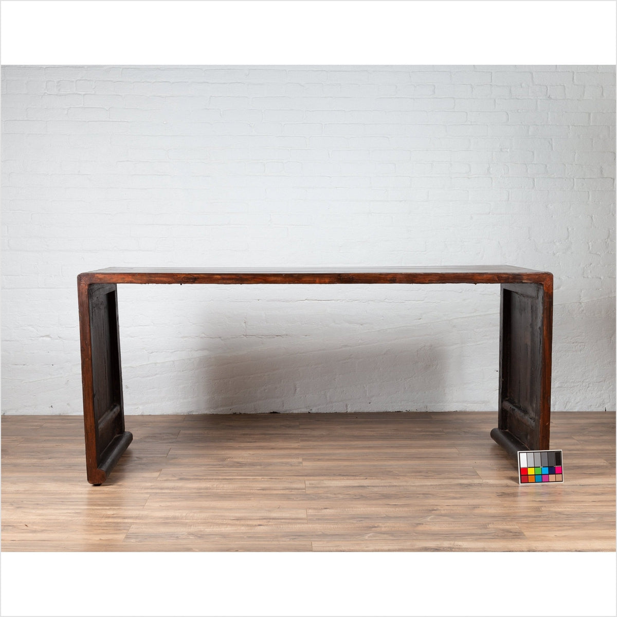 Burmese Vintage Waterfall Console Table with Scrolling Feet and Dark Patina-3. Asian &amp; Chinese Furniture, Art, Antiques, Vintage Home Décor for sale at FEA Home