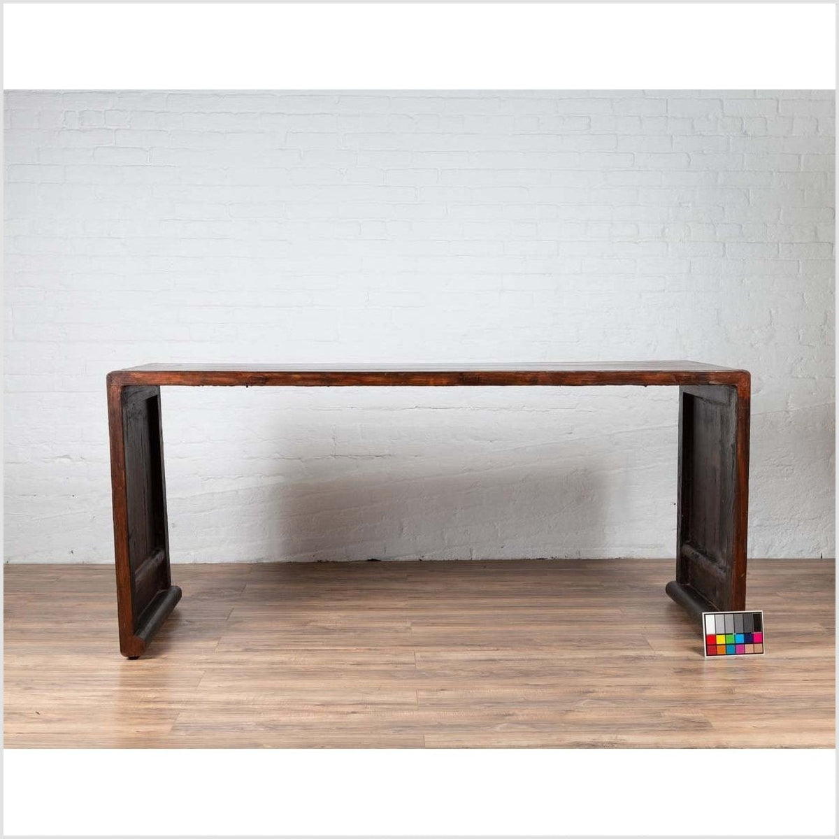 Burmese Vintage Waterfall Console Table with Scrolling Feet and Dark Patina-4. Asian &amp; Chinese Furniture, Art, Antiques, Vintage Home Décor for sale at FEA Home