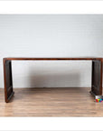 Burmese Vintage Waterfall Console Table with Scrolling Feet and Dark Patina-4. Asian & Chinese Furniture, Art, Antiques, Vintage Home Décor for sale at FEA Home