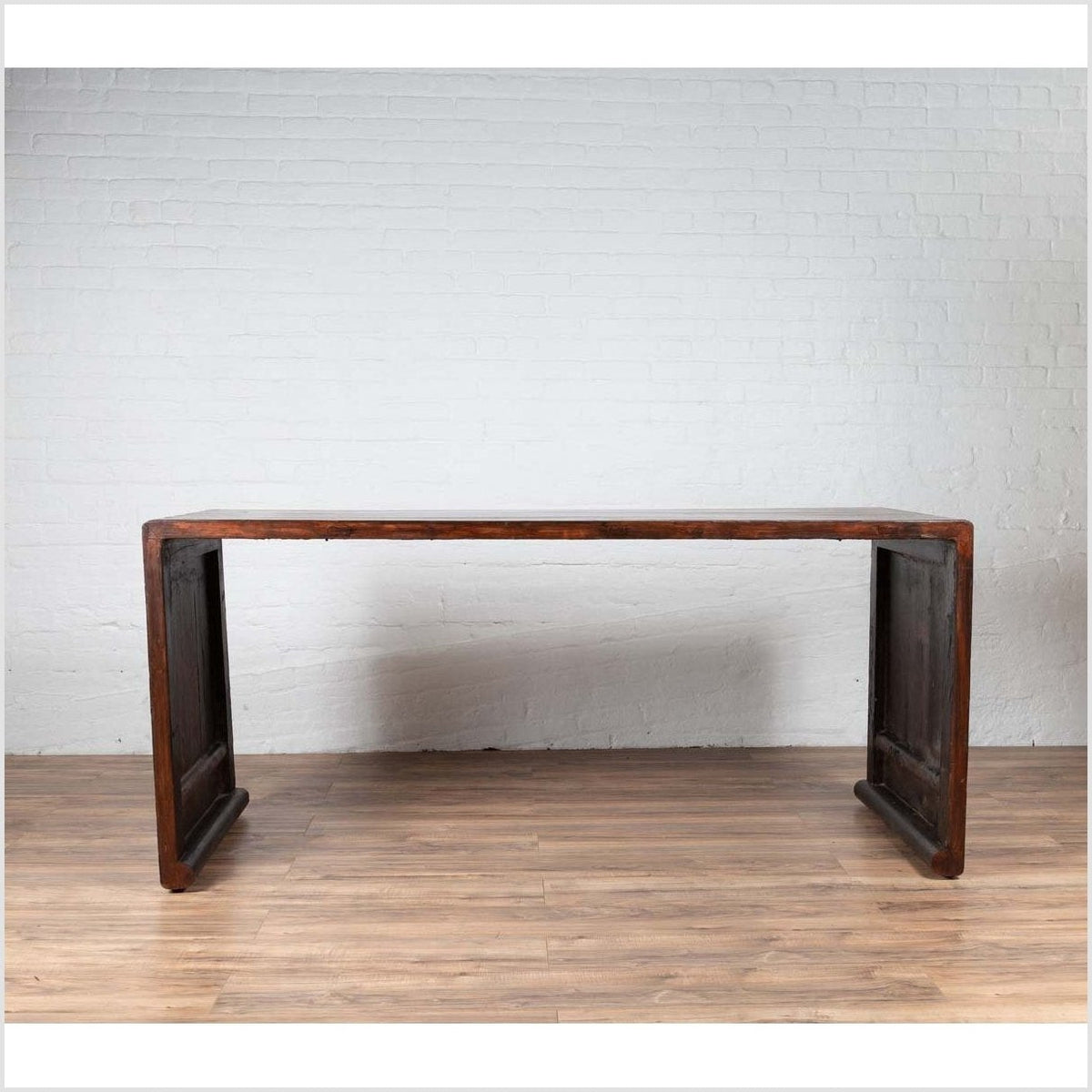 Burmese Vintage Waterfall Console Table with Scrolling Feet and Dark Patina-5. Asian &amp; Chinese Furniture, Art, Antiques, Vintage Home Décor for sale at FEA Home