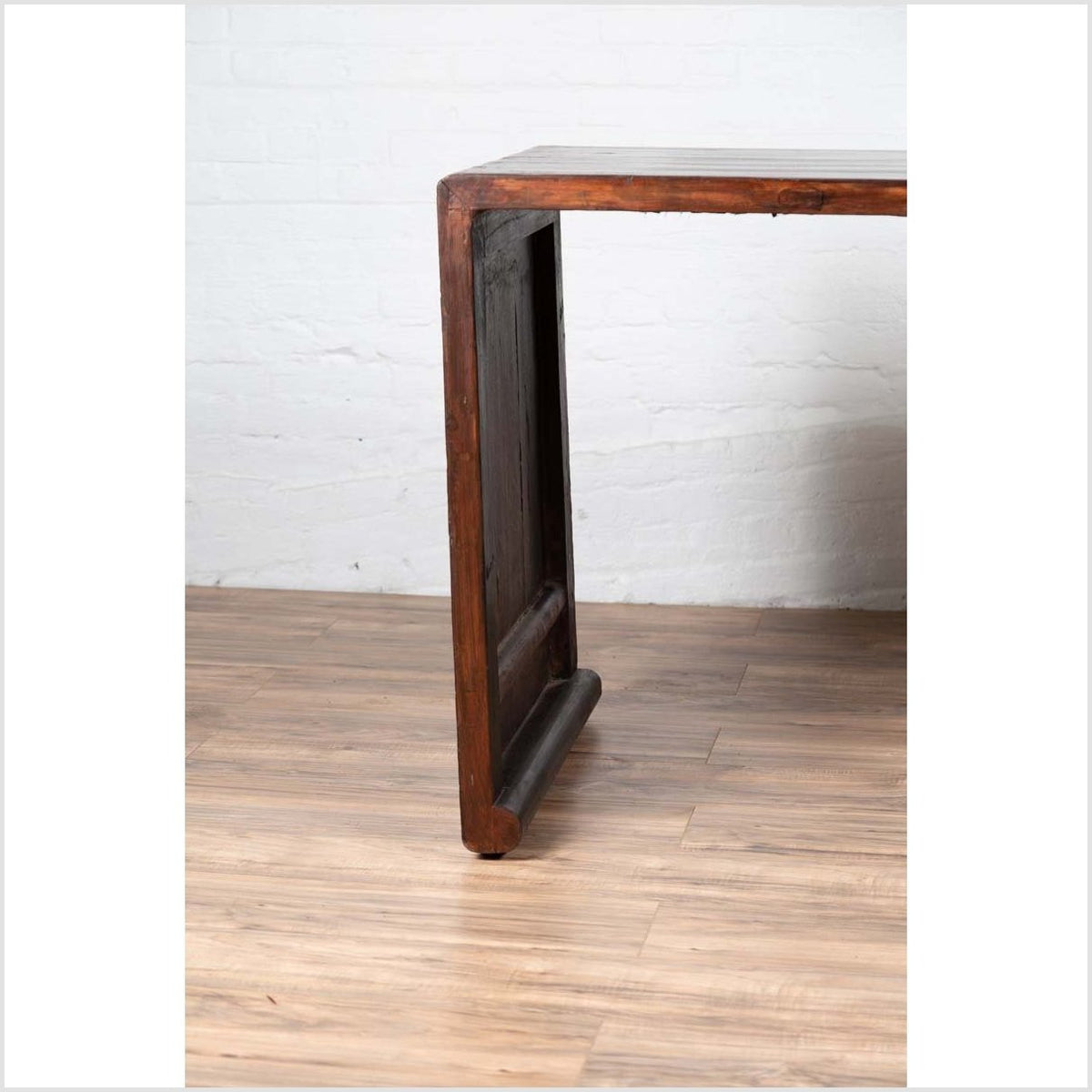 Burmese Vintage Waterfall Console Table with Scrolling Feet and Dark Patina-6. Asian &amp; Chinese Furniture, Art, Antiques, Vintage Home Décor for sale at FEA Home