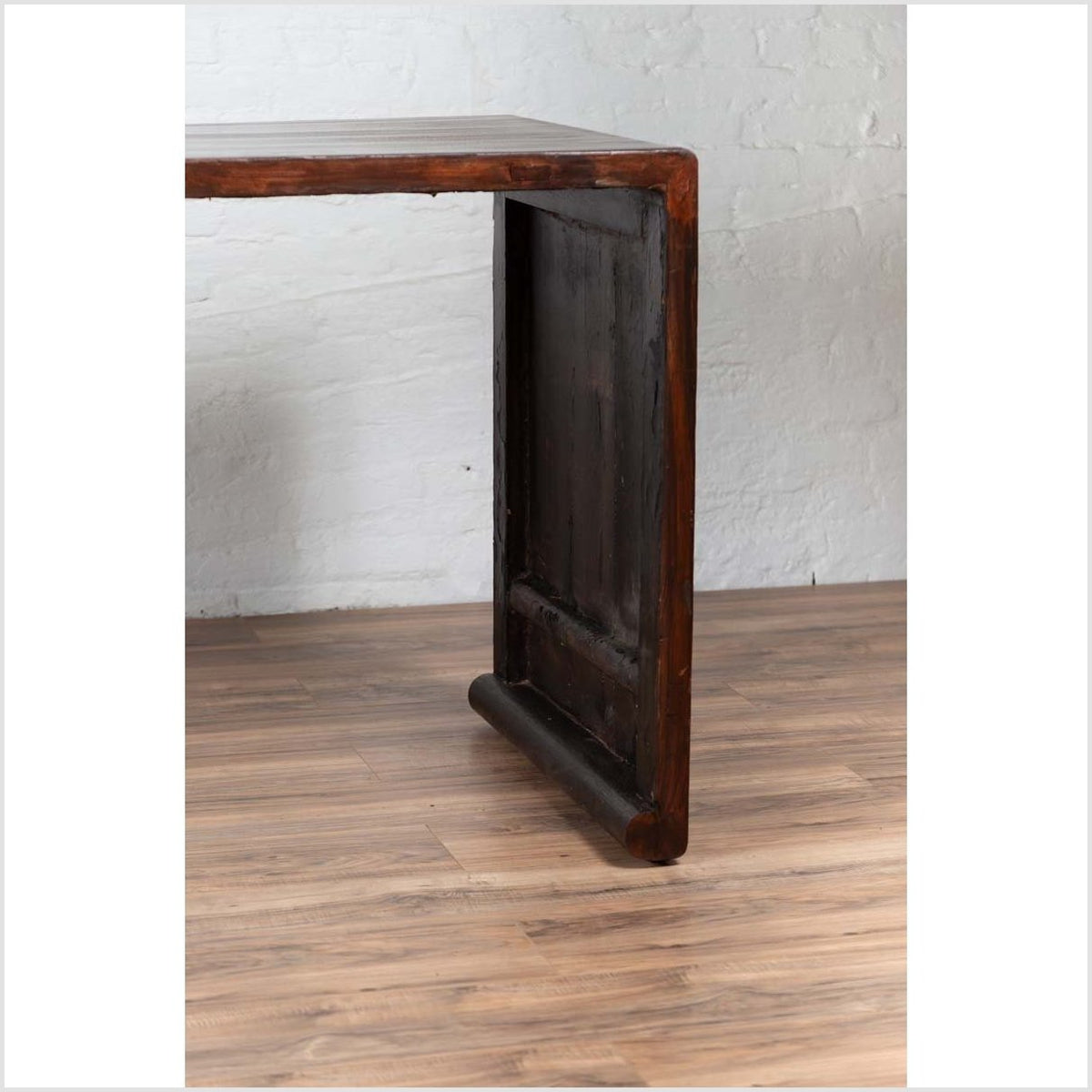 Burmese Vintage Waterfall Console Table with Scrolling Feet and Dark Patina-7. Asian &amp; Chinese Furniture, Art, Antiques, Vintage Home Décor for sale at FEA Home