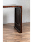 Burmese Vintage Waterfall Console Table with Scrolling Feet and Dark Patina-7. Asian & Chinese Furniture, Art, Antiques, Vintage Home Décor for sale at FEA Home