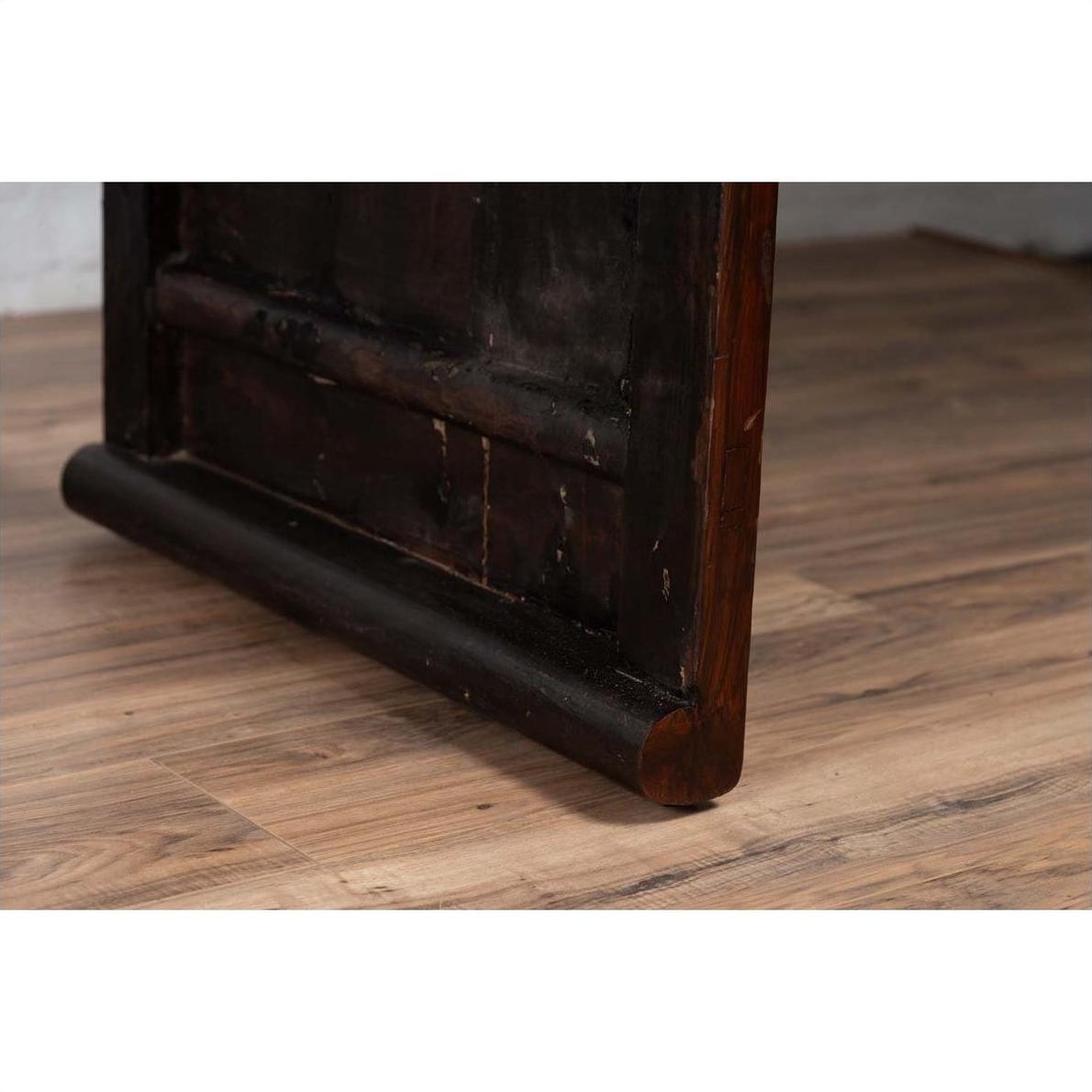 Burmese Vintage Waterfall Console Table with Scrolling Feet and Dark Patina-8. Asian &amp; Chinese Furniture, Art, Antiques, Vintage Home Décor for sale at FEA Home
