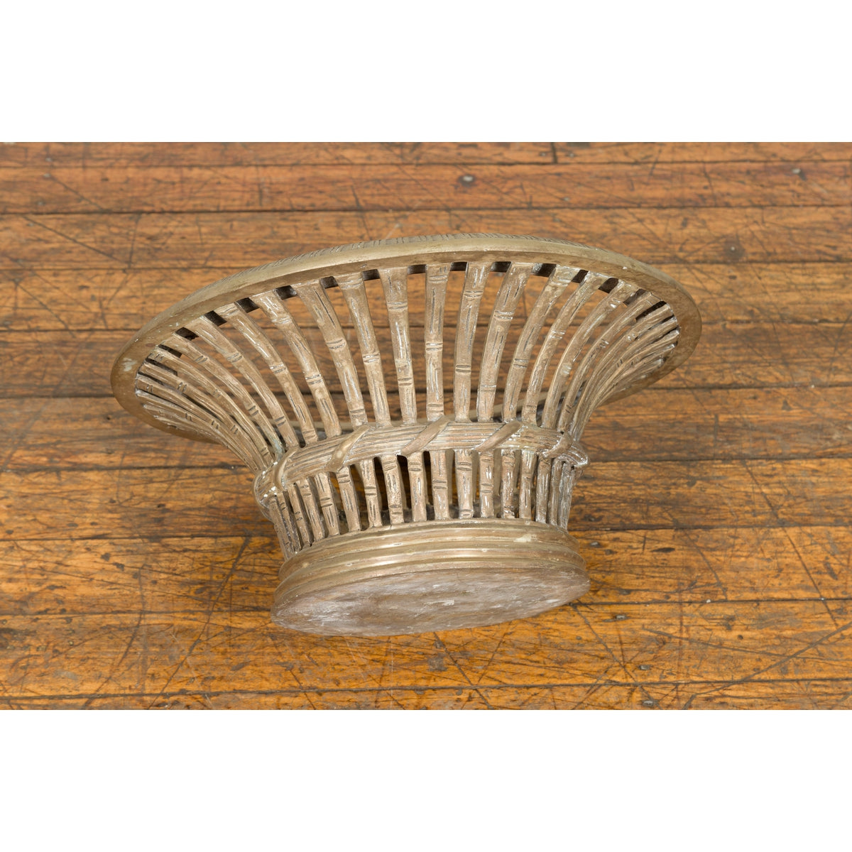 Cast Bronze Venetian Style Decorative Bowl with Light Patina and Reed Motifs-10. Asian &amp; Chinese Furniture, Art, Antiques, Vintage Home Décor for sale at FEA Home