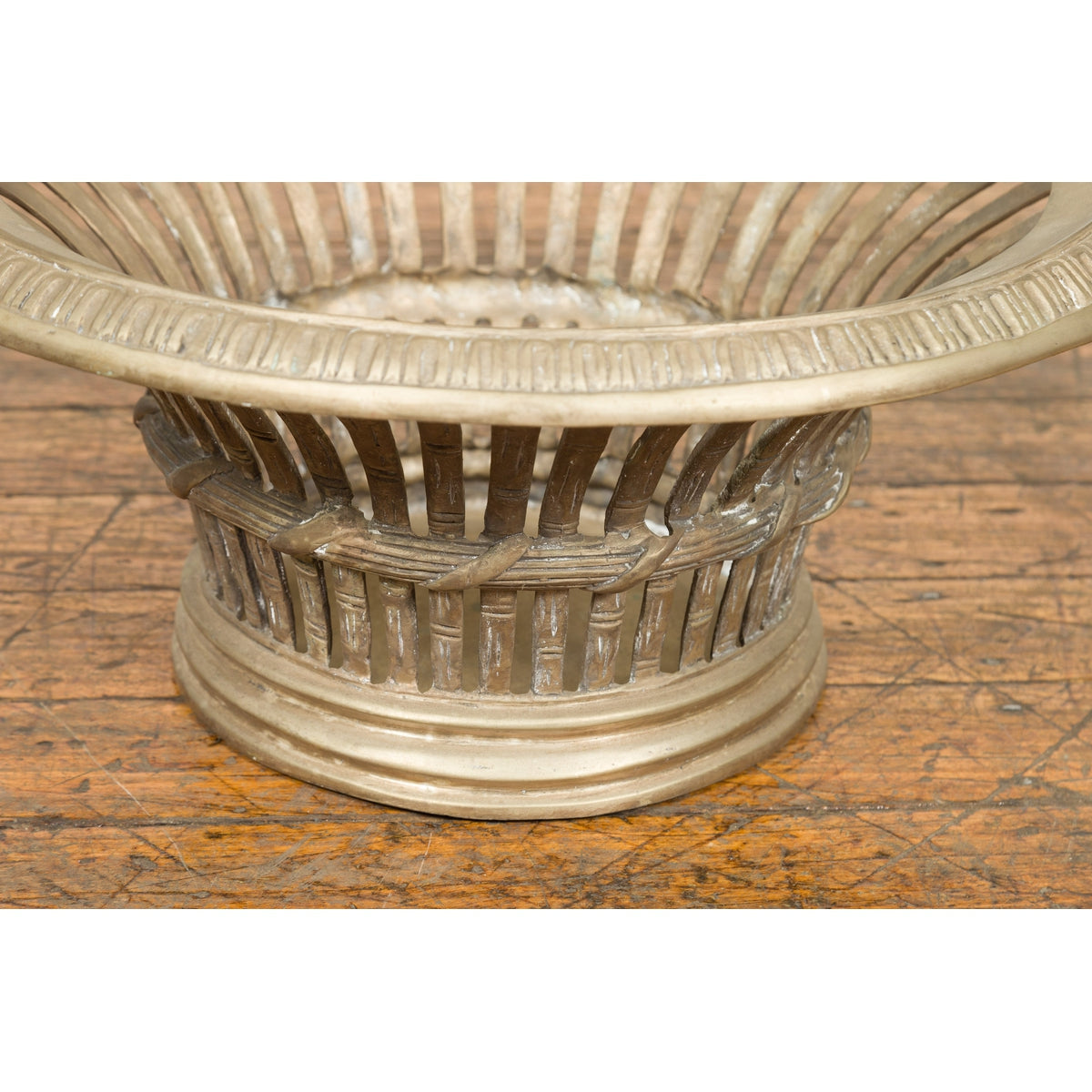Cast Bronze Venetian Style Decorative Bowl with Light Patina and Reed Motifs-6. Asian &amp; Chinese Furniture, Art, Antiques, Vintage Home Décor for sale at FEA Home