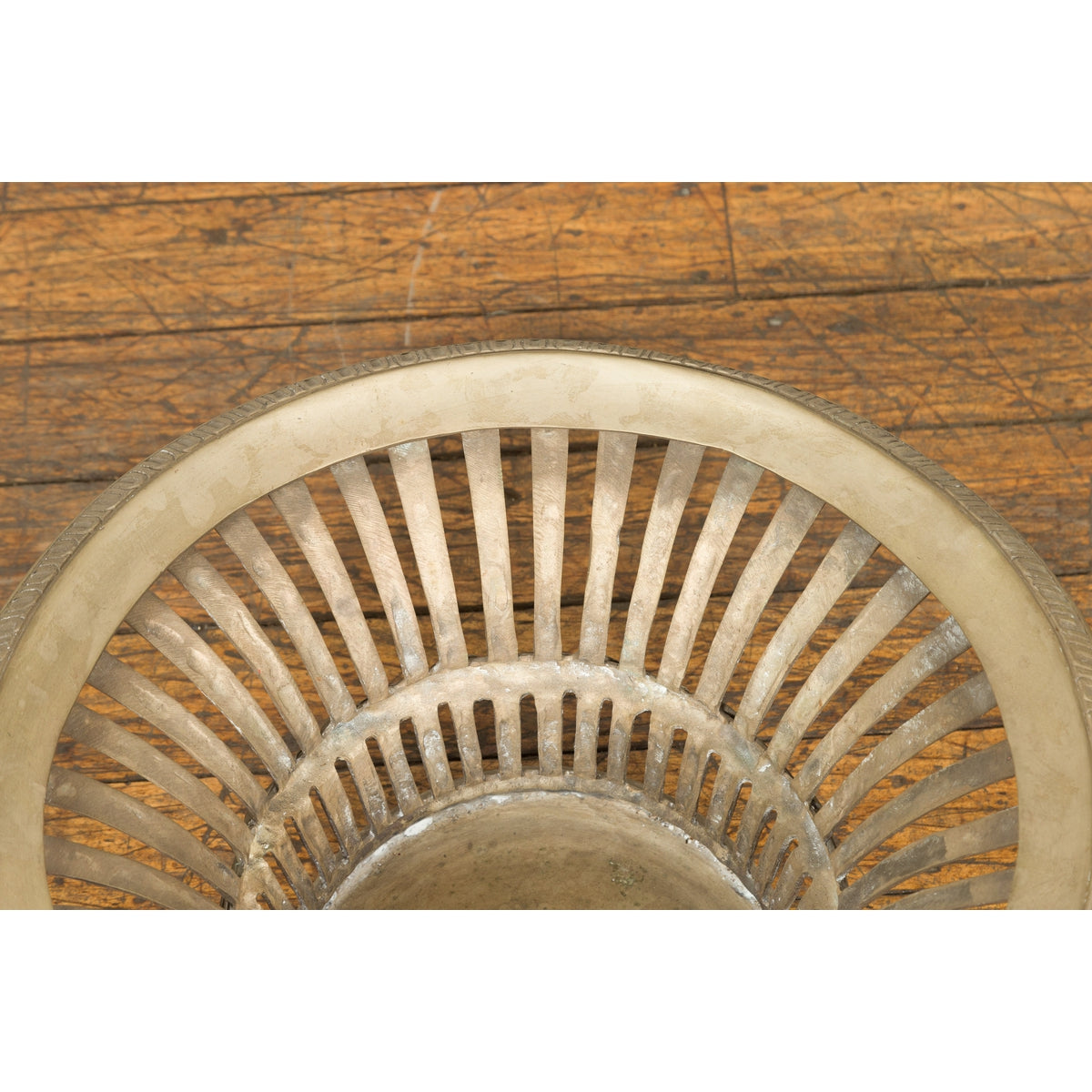 Cast Bronze Venetian Style Decorative Bowl with Light Patina and Reed Motifs-7. Asian &amp; Chinese Furniture, Art, Antiques, Vintage Home Décor for sale at FEA Home