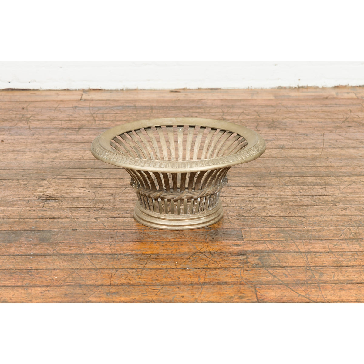 Cast Bronze Venetian Style Decorative Bowl with Light Patina and Reed Motifs-9. Asian &amp; Chinese Furniture, Art, Antiques, Vintage Home Décor for sale at FEA Home