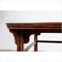 Chinese 19th Century Elmwood Center Hall Table with Ming Dynasty Stone Inset