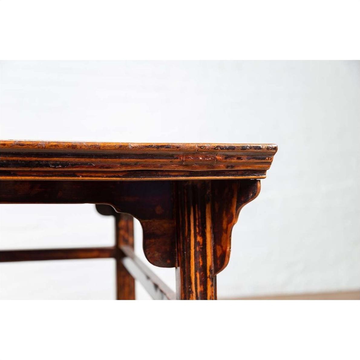 Chinese 19th Century Elmwood Center Hall Table with Ming Dynasty Stone Inset-13. Asian &amp; Chinese Furniture, Art, Antiques, Vintage Home Décor for sale at FEA Home