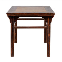 Chinese 19th Century Elmwood Center Hall Table with Ming Dynasty Stone Inset