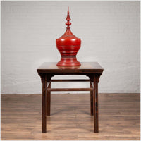 Chinese 19th Century Elmwood Center Hall Table with Ming Dynasty Stone Inset