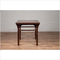 Chinese 19th Century Elmwood Center Hall Table with Ming Dynasty Stone Inset