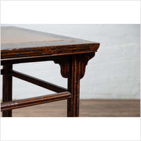 Chinese 19th Century Elmwood Center Hall Table with Ming Dynasty Stone Inset