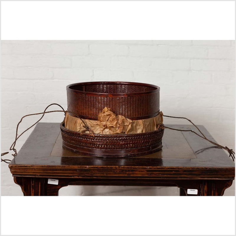 Chinese 19th Century Tiered Food Basket with Stacking Parts, Paper and Rope Ties-YN6278-11. Asian & Chinese Furniture, Art, Antiques, Vintage Home Décor for sale at FEA Home