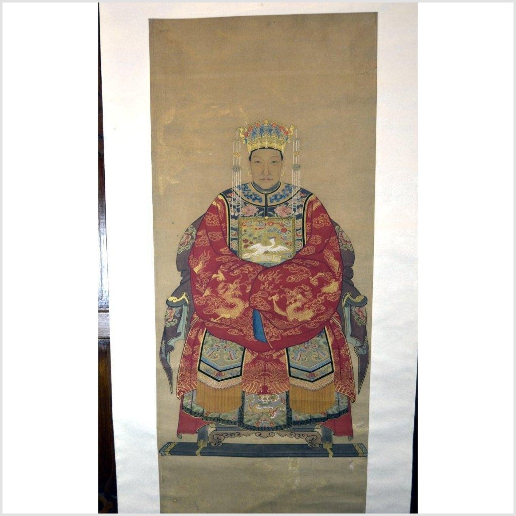 Chinese Ancestor Painting on Linen Canvas-2. Asian & Chinese Furniture, Art, Antiques, Vintage Home Décor for sale at FEA Home