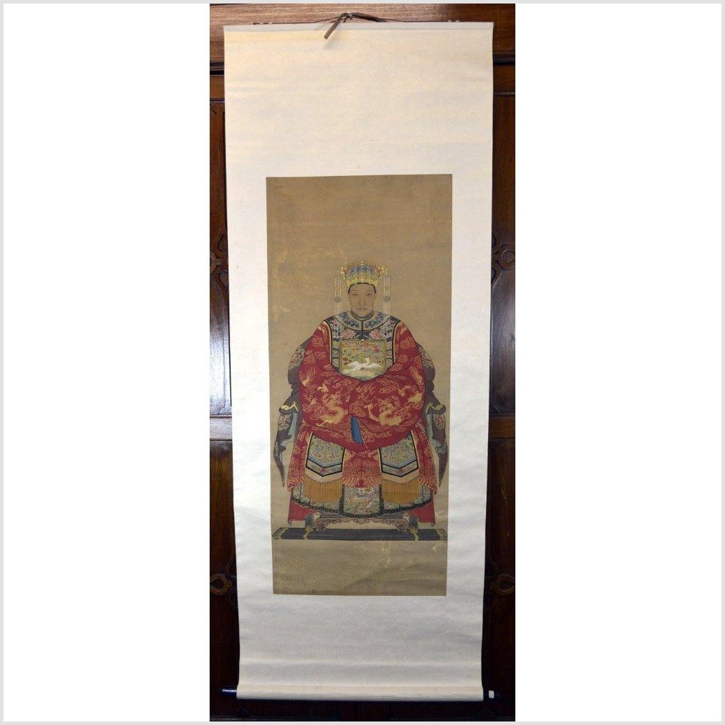 Chinese Ancestor Painting on Linen Canvas-1. Asian & Chinese Furniture, Art, Antiques, Vintage Home Décor for sale at FEA Home