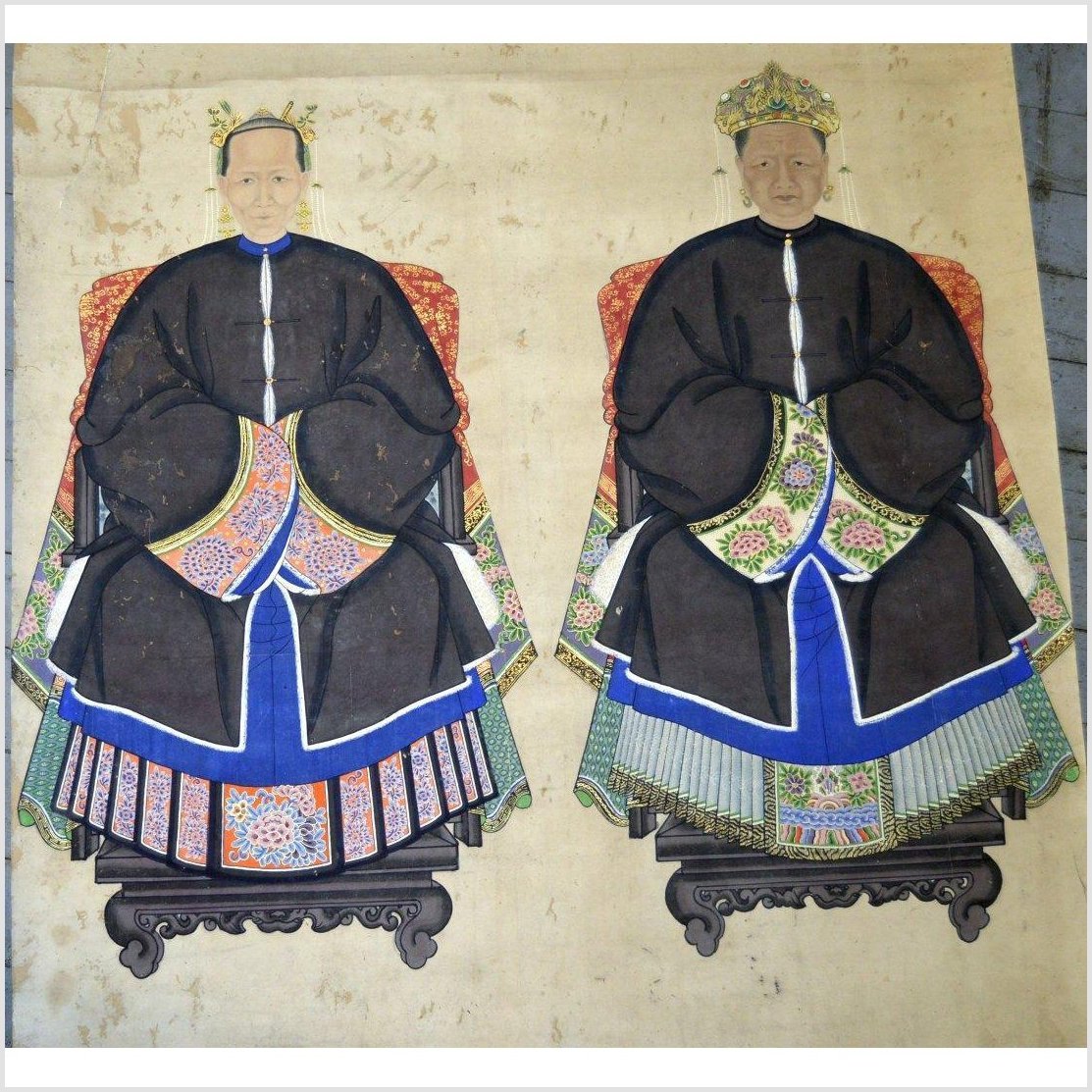 Chinese Ancestors Painting on Linen Canvas-8. Asian &amp; Chinese Furniture, Art, Antiques, Vintage Home Décor for sale at FEA Home