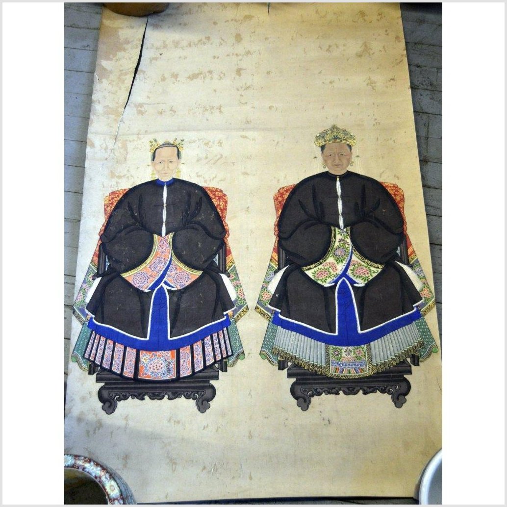 Chinese Ancestors Painting on Linen Canvas-9. Asian &amp; Chinese Furniture, Art, Antiques, Vintage Home Décor for sale at FEA Home