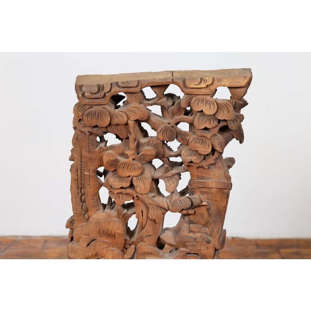 Chinese Antique 1900s Hand Carved Wooden Corbel with Deities Mounted on Base-12. Asian &amp; Chinese Furniture, Art, Antiques, Vintage Home Décor for sale at FEA Home