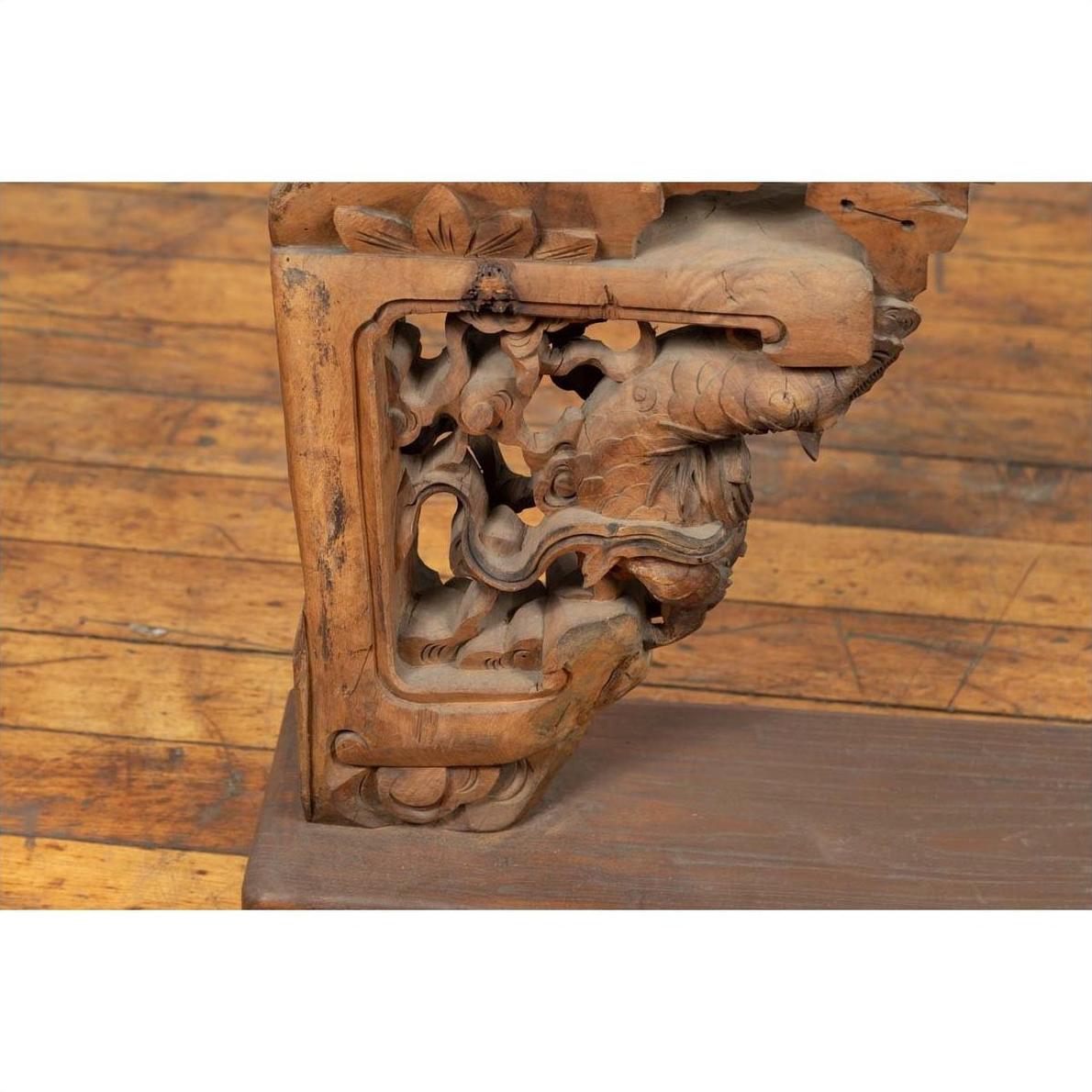 Chinese Antique 1900s Hand Carved Wooden Corbel with Deities Mounted on Base-14. Asian &amp; Chinese Furniture, Art, Antiques, Vintage Home Décor for sale at FEA Home