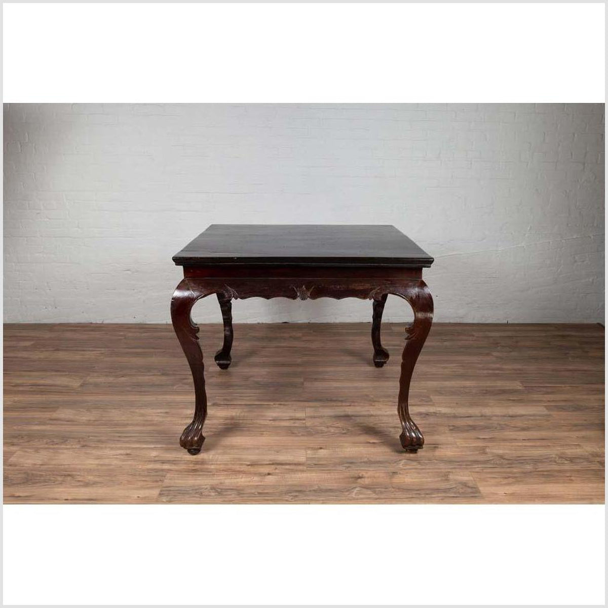 Chinese Antique Center Hall Table with Black Lacquered Top and Cabriole Legs-17. Asian &amp; Chinese Furniture, Art, Antiques, Vintage Home Décor for sale at FEA Home