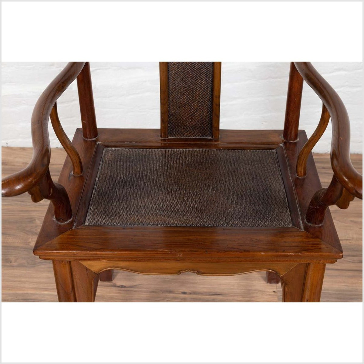 Chinese Antique Ming Dynasty Style Scholar&#39;s Lamp-Hanger Chair with Rattan Inset-11. Asian &amp; Chinese Furniture, Art, Antiques, Vintage Home Décor for sale at FEA Home