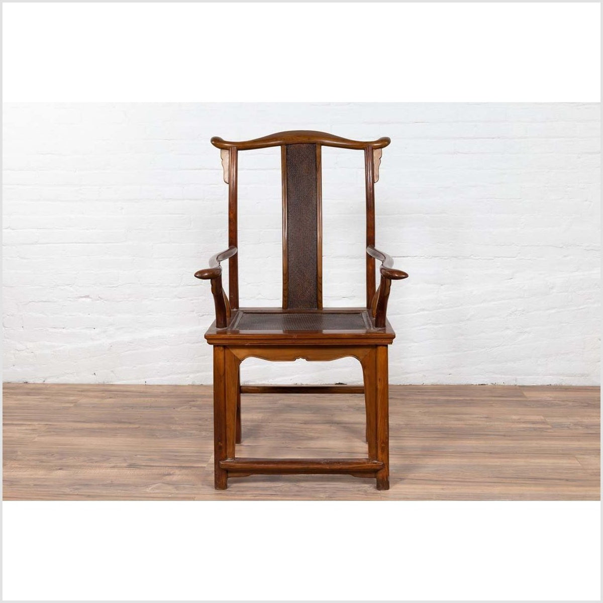 Chinese Antique Ming Dynasty Style Scholar&#39;s Lamp-Hanger Chair with Rattan Inset-5. Asian &amp; Chinese Furniture, Art, Antiques, Vintage Home Décor for sale at FEA Home
