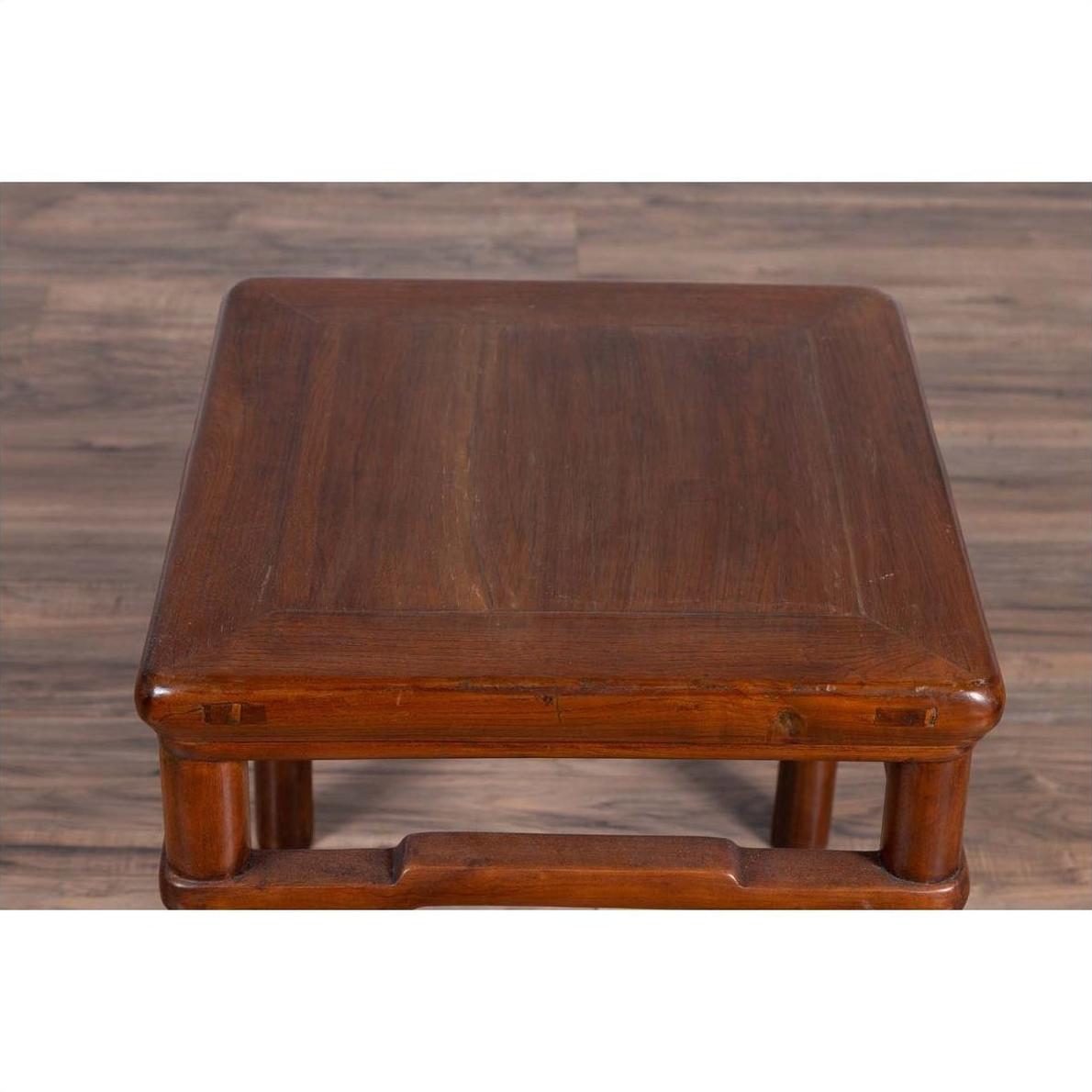 Chinese Antique Ming Style Side Table with Humpback Stretcher and Brown Patina-11. Asian &amp; Chinese Furniture, Art, Antiques, Vintage Home Décor for sale at FEA Home