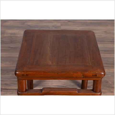 Chinese Antique Ming Style Side Table with Humpback Stretcher and Brown Patina-YN6221-11. Asian & Chinese Furniture, Art, Antiques, Vintage Home Décor for sale at FEA Home