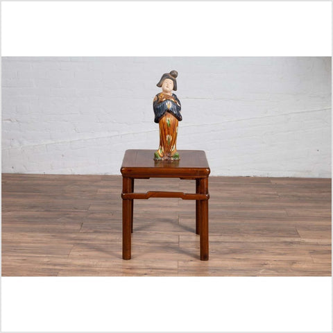 Chinese Antique Ming Style Side Table with Humpback Stretcher and Brown Patina-YN6221-3. Asian & Chinese Furniture, Art, Antiques, Vintage Home Décor for sale at FEA Home