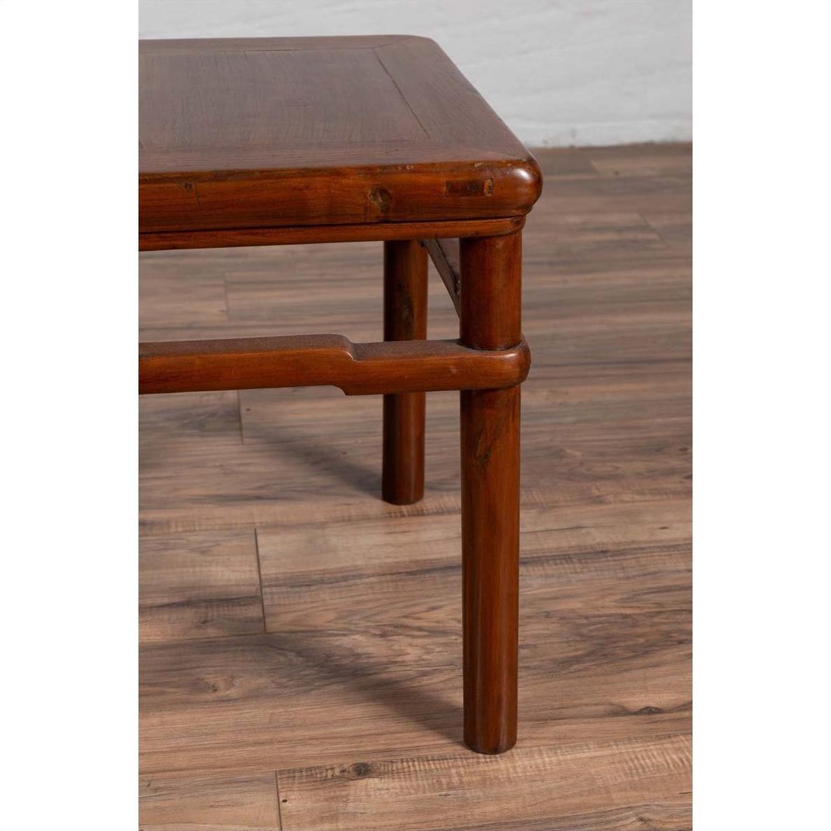 Chinese Antique Ming Style Side Table with Humpback Stretcher and Brown Patina-9. Asian &amp; Chinese Furniture, Art, Antiques, Vintage Home Décor for sale at FEA Home