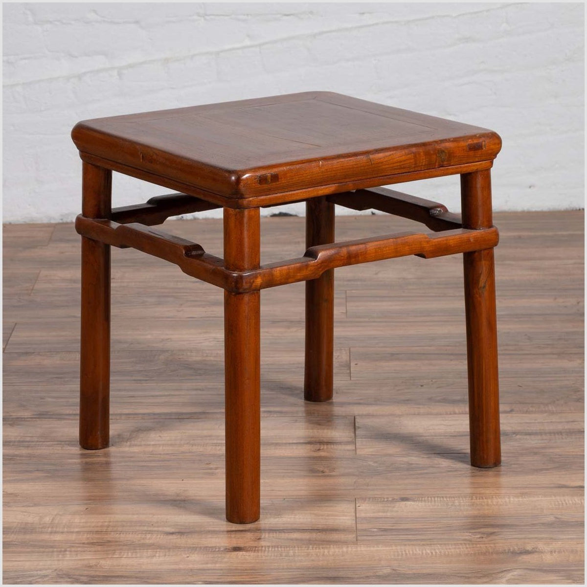 Chinese Antique Ming Style Side Table with Humpback Stretcher and Brown Patina-2. Asian & Chinese Furniture, Art, Antiques, Vintage Home Décor for sale at FEA Home