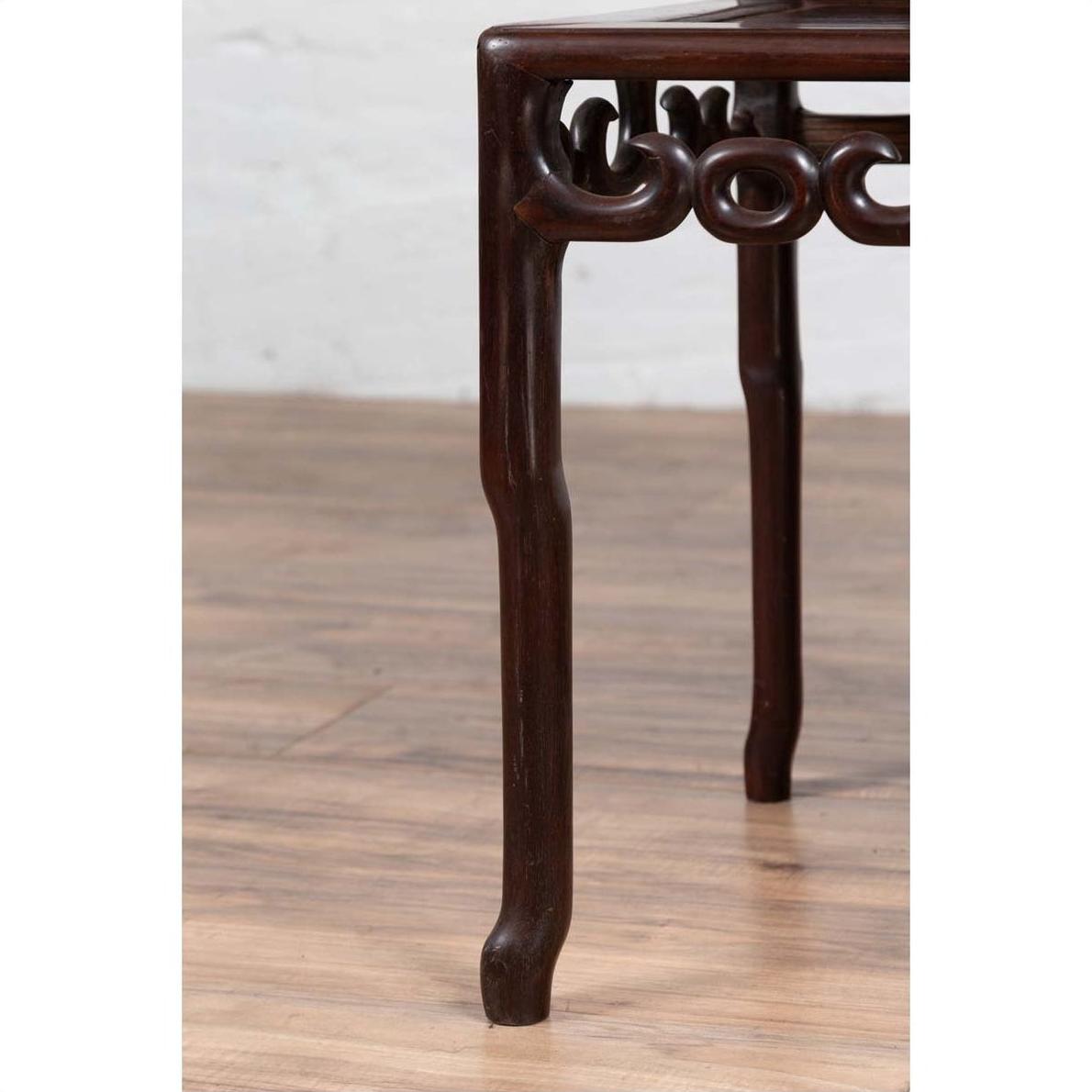 Chinese Antique Rosewood Side Chair with Open Fretwork and Marble Medallion-9. Asian &amp; Chinese Furniture, Art, Antiques, Vintage Home Décor for sale at FEA Home