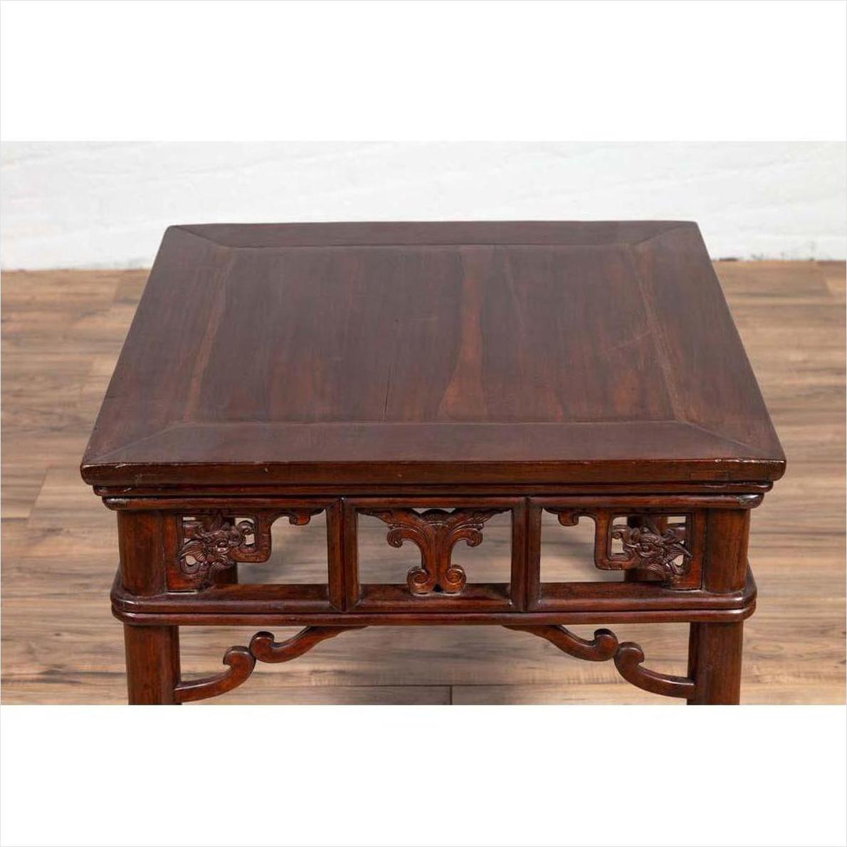 Chinese Antique Side Table with Open Fretwork Design and Dark Wood Patina-6. Asian &amp; Chinese Furniture, Art, Antiques, Vintage Home Décor for sale at FEA Home