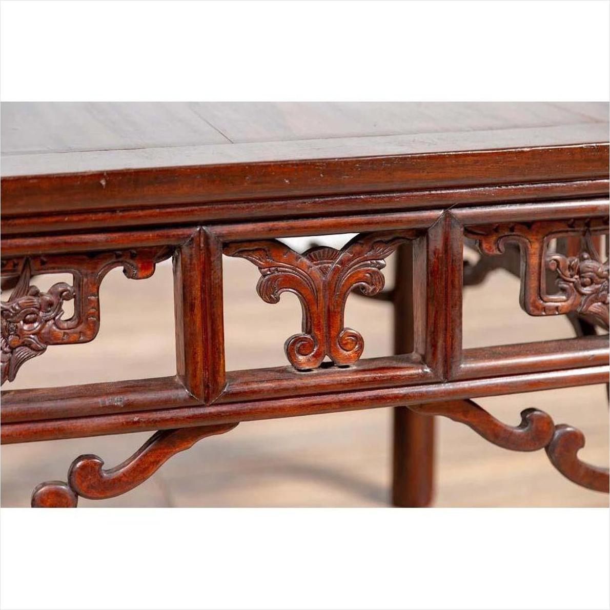 Chinese Antique Side Table with Open Fretwork Design and Dark Wood Patina-9. Asian &amp; Chinese Furniture, Art, Antiques, Vintage Home Décor for sale at FEA Home