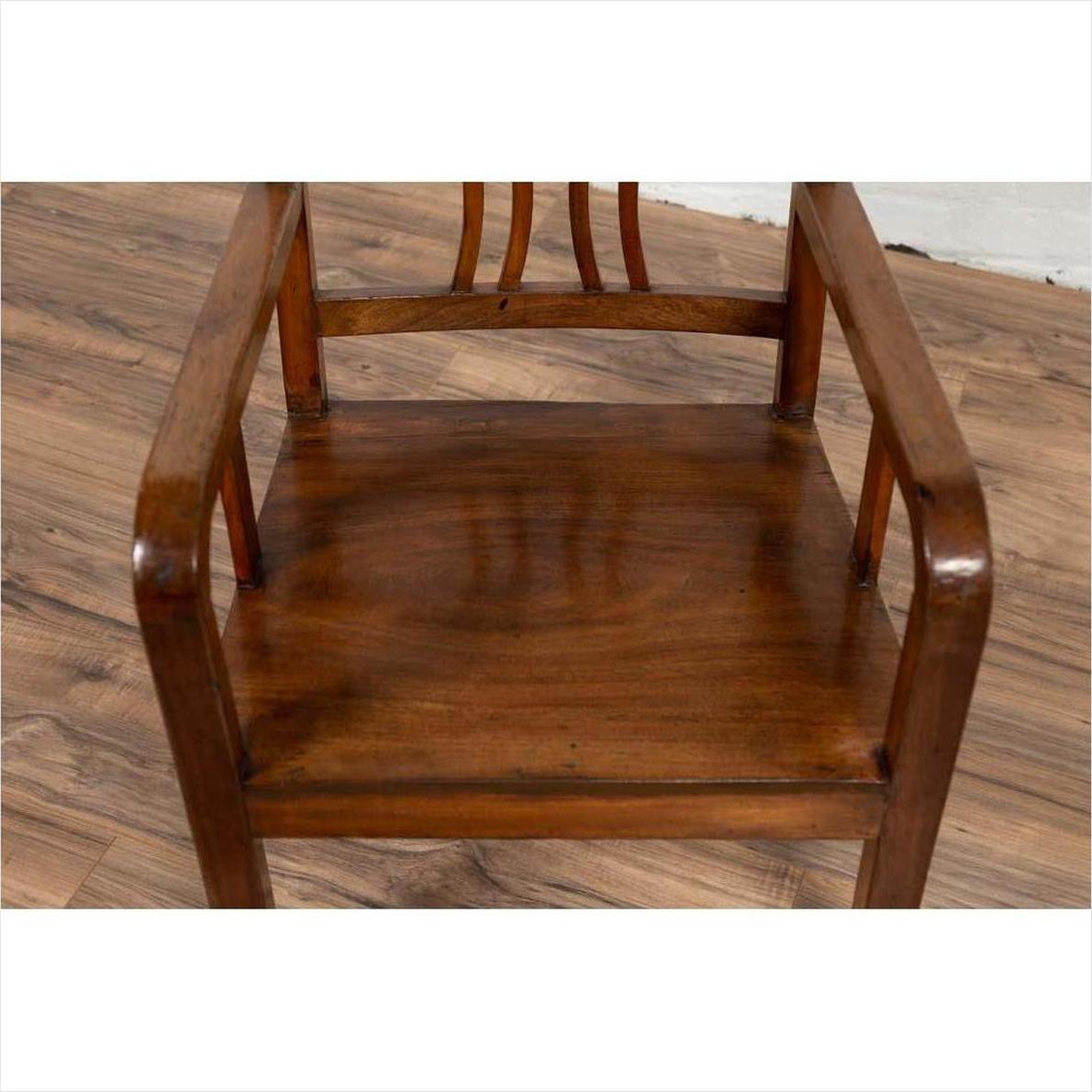 Chinese Art Deco 1950s Elmwood Armchair - Pierced &amp; Curved-7. Asian &amp; Chinese Furniture, Art, Antiques, Vintage Home Décor for sale at FEA Home