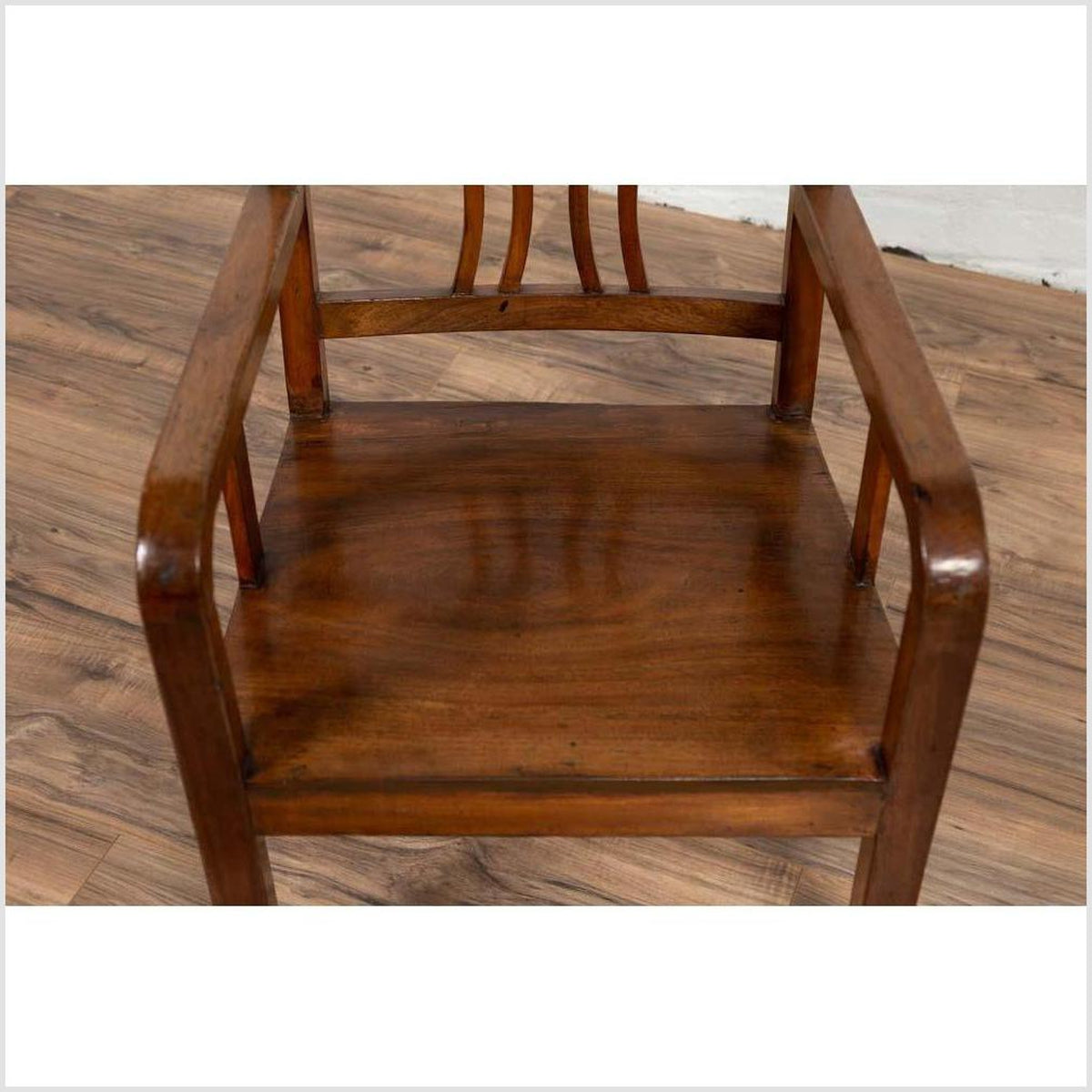 Chinese Art Deco Style 1950s Elmwood Armchair with Pierced Back and Curving Arms-7. Asian &amp; Chinese Furniture, Art, Antiques, Vintage Home Décor for sale at FEA Home