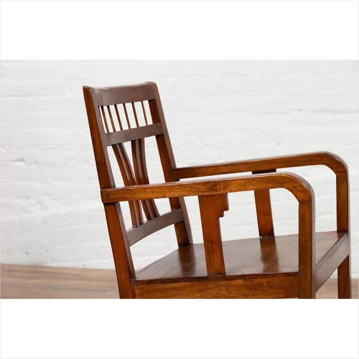Chinese Art Deco 1950s Elmwood Armchair - Pierced &amp; Curved-9. Asian &amp; Chinese Furniture, Art, Antiques, Vintage Home Décor for sale at FEA Home