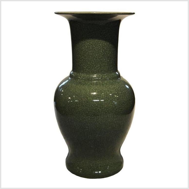 Chinese Crackle Celadon Porcelain Altar Vase-1. Asian & Chinese Furniture, Art, Antiques, Vintage Home Décor for sale at FEA Home