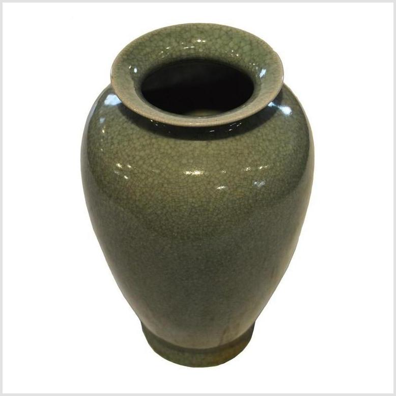 Chinese Crackle Celadon Porcelain Altar Vase 