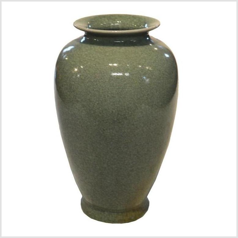 Chinese Crackle Celadon Porcelain Altar Vase-1. Asian & Chinese Furniture, Art, Antiques, Vintage Home Décor for sale at FEA Home