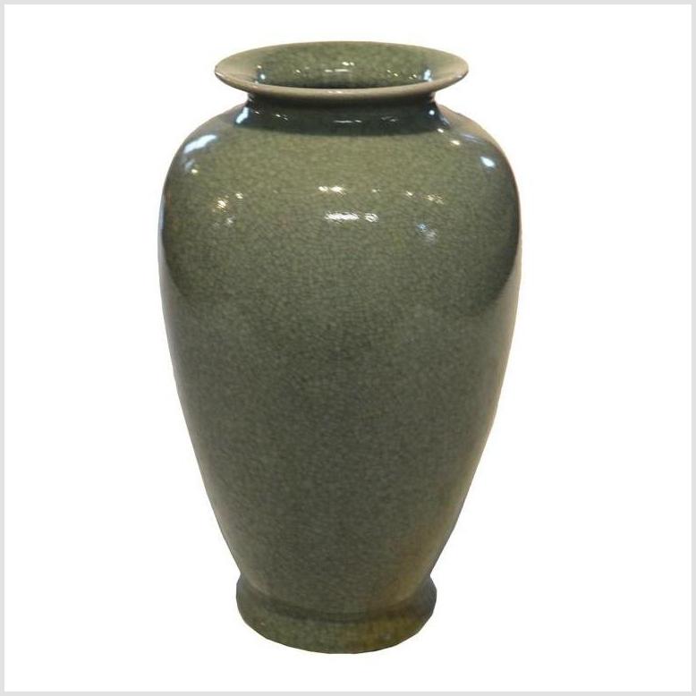 Chinese Crackle Celadon Porcelain Altar Vase- Asian Antiques, Vintage Home Decor & Chinese Furniture - FEA Home