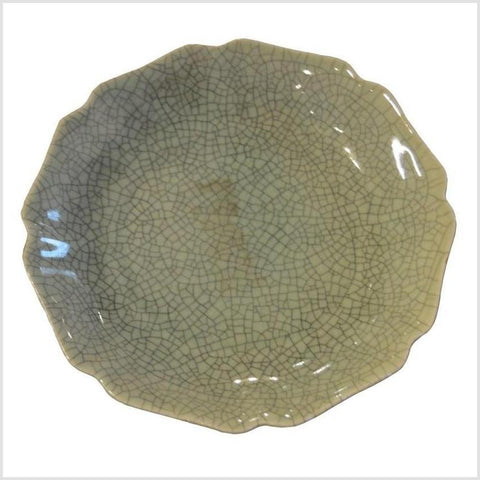Chinese Crackle Celadon Porcelain Scalloped Plate